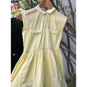 Vintage 1960s 1970s Dress Girls 10/ 12 Petite Womens 0/2 Yellow Casual